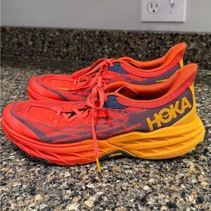 Hoka Red and Yellow Running Shoes speedgoat 5 size 11 men’s